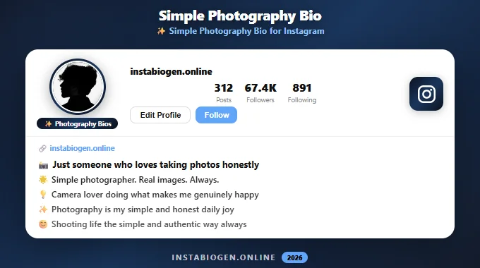Simple Photography Bio for Instagram
